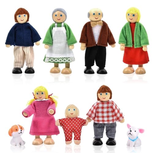 Udbrud Puppenhaus Puppenfamilie Set, Biegepuppen Puppenhaus 7 Personen Holz Minipuppen mit 2 Hund Puppenhaus Puppen 9-köpfige Puppenfamilien Puppenhaus für Kinder Spiel Haus Geschenk Udbrud Puppenhaus Puppenfamilie Set, Biegepuppen Puppenhaus 7 Personen Holz Minipuppen mit 2 Hund Puppenhaus Puppen 9-köpfige Puppenfamilien Puppenhaus für Kinder Spiel Haus Geschenk von Udbrud