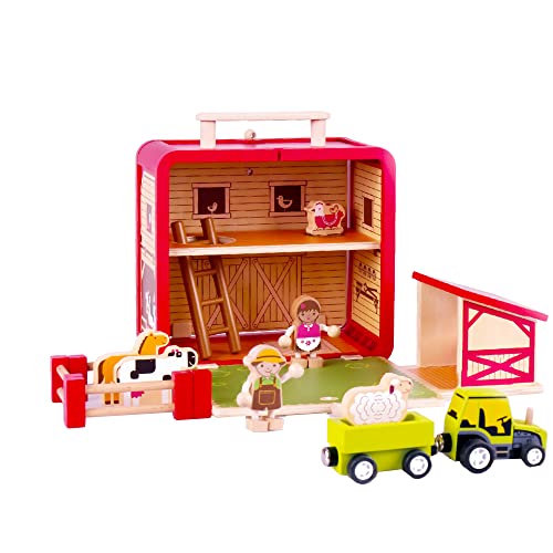 Udeas Bauernhof Spielzeug Holz, Holzspielzeug mit auffälligen Tierfiguren Bauernhof, Spaß Kinderspielzeug mit bunten Thema, Traktor mit Anhänger, Montessori Spielzeug Udeas Bauernhof Spielzeug Holz, Holzspielzeug mit auffälligen Tierfiguren Bauernhof, Spaß Kinderspielzeug mit bunten Thema, Traktor mit Anhänger, Montessori Spielzeug von Udeas
