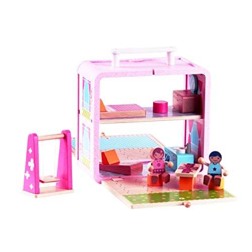Udeas Holz Puppenhaus Spielzeug - Buntes Mädchen Spielhaus mit Figuren und Spielzeugbox für Kinder ab 3 Jahre Udeas Holz Puppenhaus Spielzeug - Buntes Mädchen Spielhaus mit Figuren und Spielzeugbox für Kinder ab 3 Jahre von Udeas