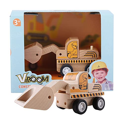 Udeas Holz-Radlader Spielzeug für Kinder ab 3 Jahren, mit Drehachse, geschnitzten Rädern & leuchtenden Farben - Sand Baustellenfahrzeug von Udeas