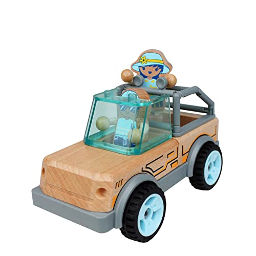 Udeas Holzspielzeug Fahrzeuge SUV, Sandspielzeug Junge aus Bio-Holz, Spiele ab 3 Jahren, Fahrerhaus aus widerstandsfähigem Kunststoff, Spielzeug Ab 3 Jahre Junge von Udeas
