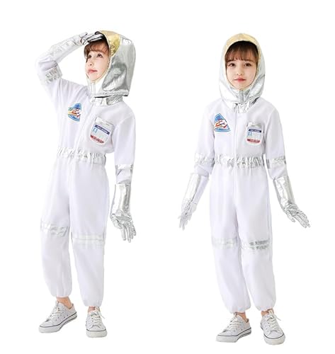Udekit Astronaut NASA Pilot Kostüm Zum Kinder Platz Overall Cosplay Rolle Spielen Kostüm,Passend Für Jungen Mädchen(4-5Y) von Udekit