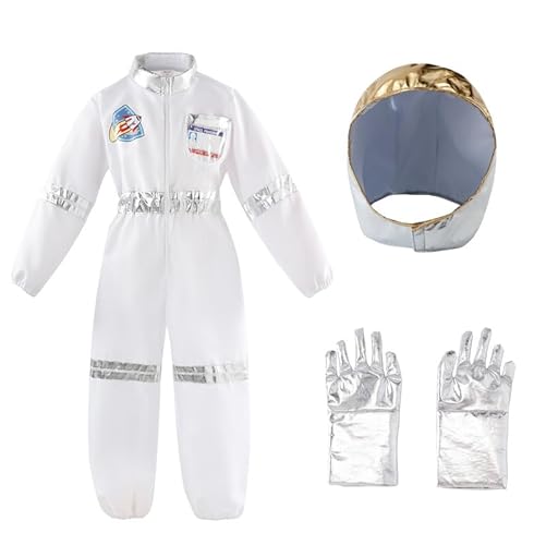 Udekit Kinder Astronauten Kostüm NASA Pilot Jumpsuit Onesie Space Costume Suit Party Halloween Karneval Cosplay,Für 4–5 Jahre(5Stück/Set) von Udekit
