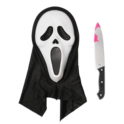 Udekit Gruselige Horror GhostFace Scream Maske aus Hartplastik mit blutigem Spielzeugmesser für Halloween Kostüme Für Kinder ab 5 und Erwachsene Udekit Gruselige Horror GhostFace Scream Maske aus Hartplastik mit blutigem Spielzeugmesser für Halloween Kostüme Für Kinder ab 5 und Erwachsene von Udekit
