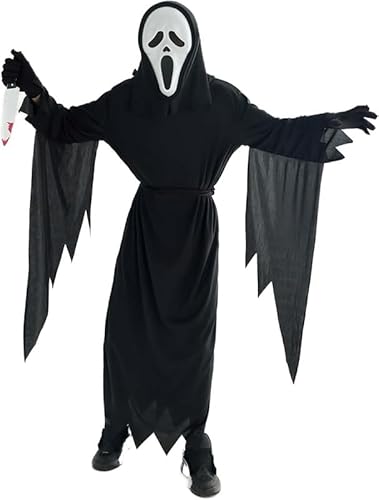 Udekit Gruseliges Geistergesicht Scream Kostüme mit Spielzeugmesser und Maske für Karneval Halloween Cosplay Kostüme Udekit Gruseliges Geistergesicht Scream Kostüme mit Spielzeugmesser und Maske für Karneval Halloween Cosplay Kostüme von Udekit