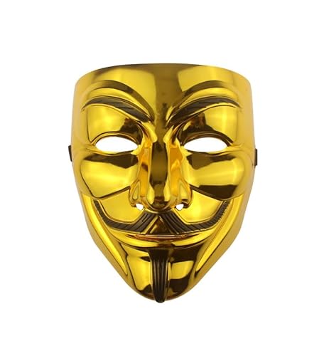 Udekit Hacker Maske V für Vendetta Maske für Erwachsene Kinder Halloween Karneval Party Kostüm Cosplay Gold von Udekit