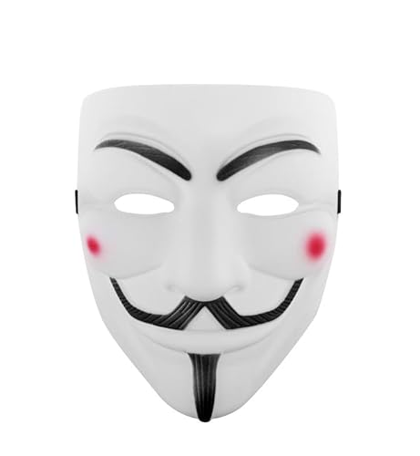 Udekit Hacker Maske V für Vendetta Maske für Erwachsene Kinder Halloween Karneval Party Kostüm Cosplay Weiß von Udekit