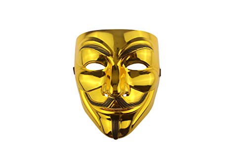 Udekit Hacker Maske V Für Vendetta Maske Für Kinder Frauen Männer Halloween Kostüm Cosplay Gold von Udekit