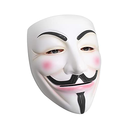 Udekit Hacker Masken V für Vendetta Anonyme Halloween Cosplay Kostüm Party Requisiten Weiß von Udekit