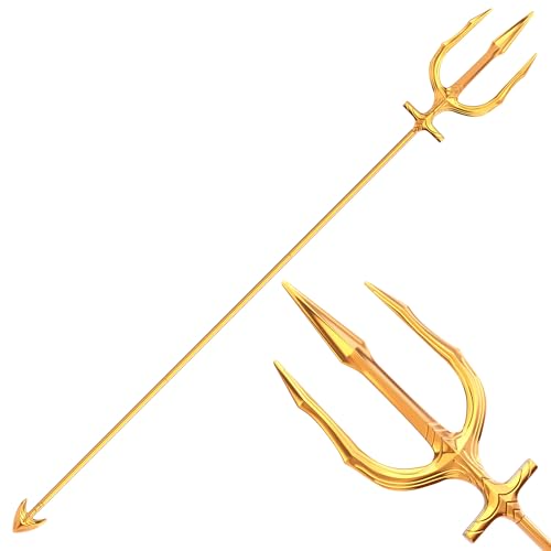 Udekit Metall Dreizack Speer Cosplay Kostüm 3-zackige Poseidon Waffe für Erwachsene Frauen Männer Halloween Klein von Udekit