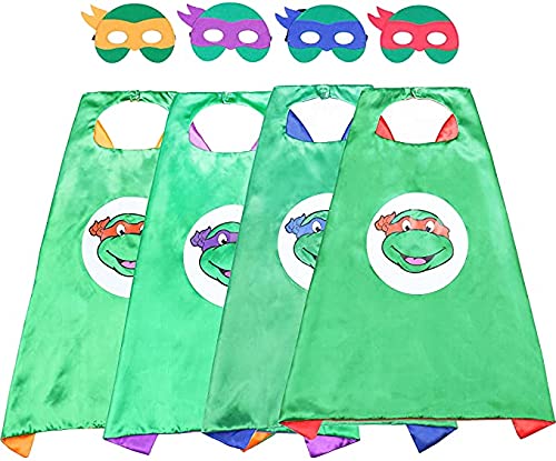 Udekit Ninja Turtles Gefühlt Maske Ninja Mantel Für Kinder Superheld Cosplay Kostüm Partyzubehör(8Stück/Set) von Udekit