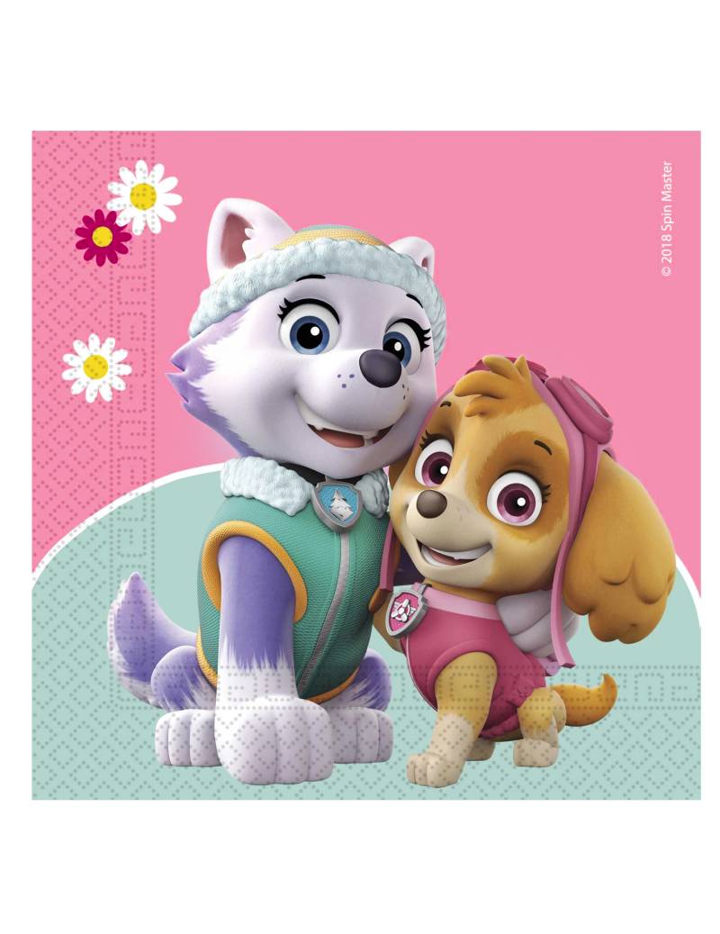 Paw Patrol-Servietten Skye und Everest Tischdeko 20 Stück bunt 33x33cm von KARNEVAL-MEGASTORE