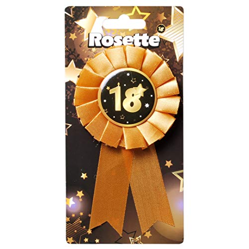 Udo Schmidt GmbH & Co Rosette 18" Schwarz Gold zum 18.Geburtstag Geburtstags Rosette zum Anstecken Geburtstags Deko von Udo Schmidt GmbH & Co