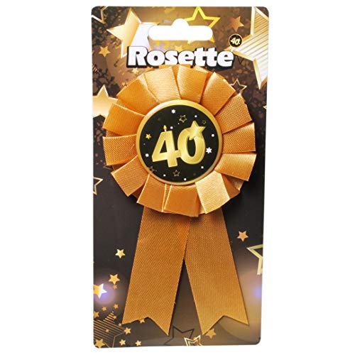 Udo Schmidt GmbH & Co Rosette 40" Schwarz Gold zum 40.Geburtstag Geburtstags Rosette zum Anstecken Geburtstags Deko von Udo Schmidt GmbH & Co