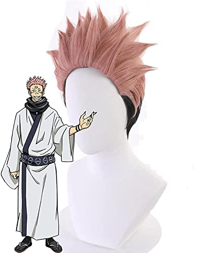 Uearlid Wig Anime Cosplay Anime Cosplay Perücken Jujutsu Kaisen Ryomen Sukuna Cosplay Perücke for Halloween Party Requisiten Zubehör mit kostenloser Perücke von Uearlid