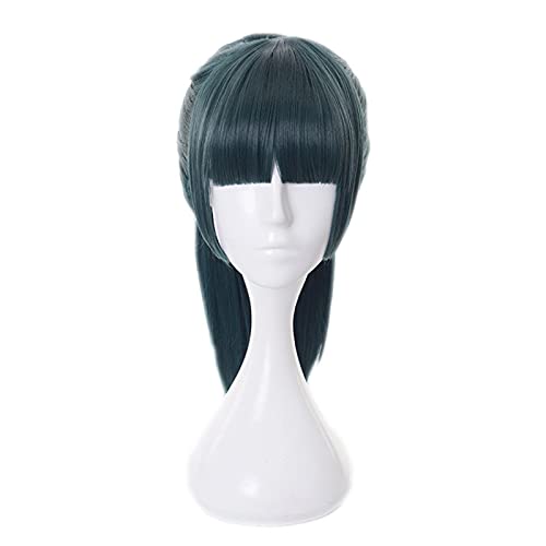Wig Anime Cosplay 2021 Anime Jujutsu Kaisen Kaisen Maki Zenin Cosplay Perücke 50 cm Grüne Hitzebeständige Synthetische Haare Halloween Party Perücke Wigcap von Uearlid