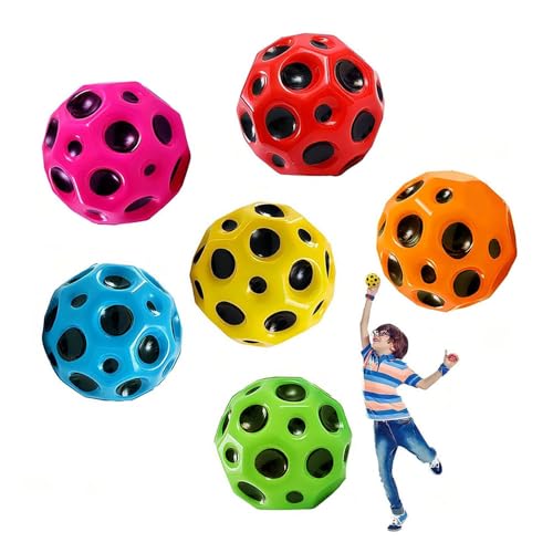 Ueeqito Astro Jump Ball Space Ball, Extreme High Bouncing Ball Super High Pop Sounds Meteor Space Ball Toy Rubber Sensory Bouncing Space Ball Easy to Grip & Catch (6pcs) von Ueeqito