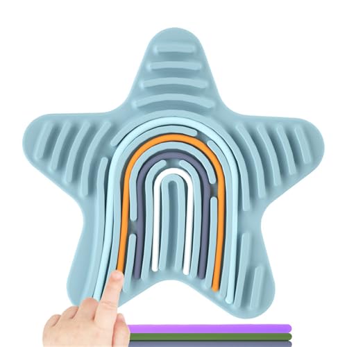 Sensorik Spielzeug Activity Board, Silikon Sensory Toys mit 11 Schnüren Fidget Spiel Zur Autismus, Stress, ADHD, Anxiety Spiele Play Toy Für Kinder ab 3 Jahr & Erwachsene (Blau,Stern) von Ueiwffzo