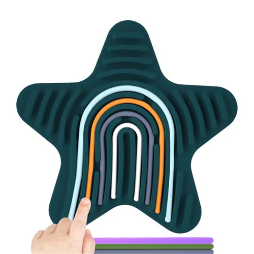 Sensorik Spielzeug Activity Board, Silikon Sensory Toys mit 11 Schnüren Fidget Spiel Zur Autismus, Stress, ADHD, Anxiety Spiele Play Toy Für Kinder ab 3 Jahr & Erwachsene (Grün,Stern) von Ueiwffzo
