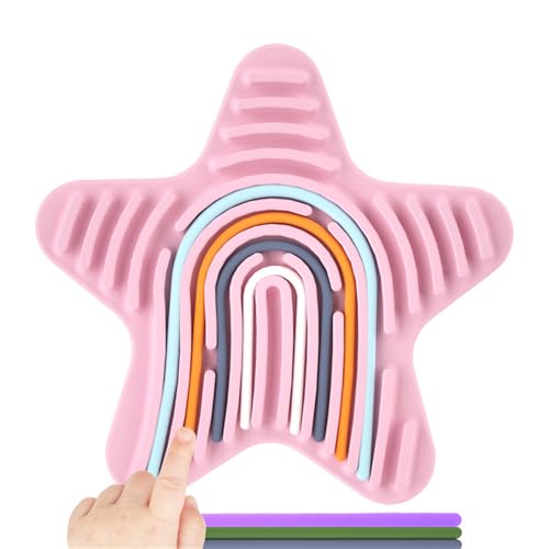 Sensorik Spielzeug Activity Board, Silikon Sensory Toys mit 11 Schnüren Fidget Spiel Zur Autismus, Stress, ADHD, Anxiety Spiele Play Toy Für Kinder ab 3 Jahr & Erwachsene (Rosa,Stern) von Ueiwffzo