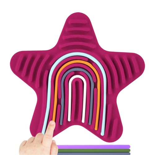 Sensorik Spielzeug Activity Board, Silikon Sensory Toys mit 11 Schnüren Fidget Spiel Zur Autismus, Stress, ADHD, Anxiety Spiele Play Toy Für Kinder ab 3 Jahr & Erwachsene (Rot,Stern) von Ueiwffzo