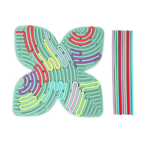 Silicone Sensorik Activity Board Sensory Fidget Spiel Toys Doppelseitiges Sensorisches Spielzeug Aktivitätsbrett mit 10 Silikonstäbchen für Kinder zur ADHD Angstzuständen Autismus (KT-B-02) von Ueiwffzo