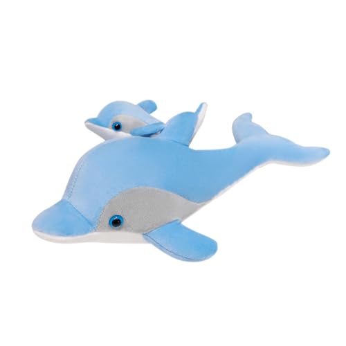 Ueiwffzo 2 Stück Delfine Plüschtier Plüschtiere, Süßes Kuscheltier Mutter und Kind Blau Delfine, Weiche Plüsch Spielen und Schlafen, Geschenke für Kinder von Ueiwffzo