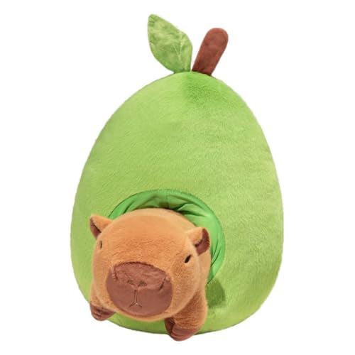 Ueiwffzo 2 in 1 Capybara Avocado Plüschtier Kissen Plüsch Spielzeug Wasserschwein Puppe Capybara Plüschtier Capybara Plüschtier Plüsch Stofftier Kissen (35cm) von Ueiwffzo