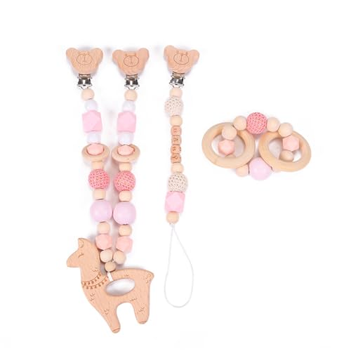 Ueiwffzo 3 Stück Kinderwagenspielzeug Niedliche Tierform Kinderwagen Kette Holz Tiere-Elefantenkette, Baby Wagenkette, Babyschale Spielzeug für Babygeschenke zur Geburt (Alpaka) von Ueiwffzo
