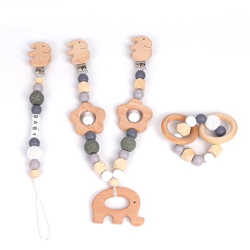 Ueiwffzo 3 Stück Kinderwagenspielzeug Niedliche Tierform Kinderwagen Kette Holz Tiere-Elefantenkette, Baby Wagenkette, Babyschale Spielzeug für Babygeschenke zur Geburt (Elefanten) von Ueiwffzo