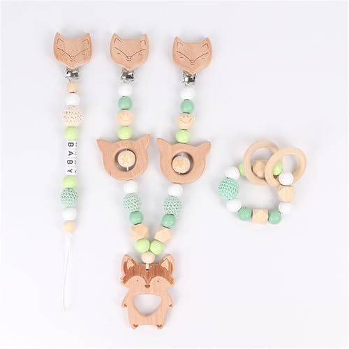 Ueiwffzo 3 Stück Kinderwagenspielzeug Niedliche Tierform Kinderwagen Kette Holz Tiere-Elefantenkette, Baby Wagenkette, Babyschale Spielzeug für Babygeschenke zur Geburt (Fuchs) von Ueiwffzo