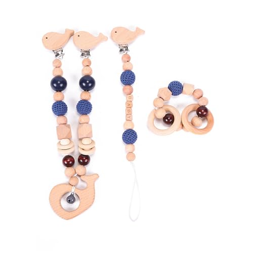 Ueiwffzo 3 Stück Kinderwagenspielzeug Niedliche Tierform Kinderwagen Kette Holz Tiere-Elefantenkette, Baby Wagenkette, Babyschale Spielzeug für Babygeschenke zur Geburt (Wal) von Ueiwffzo