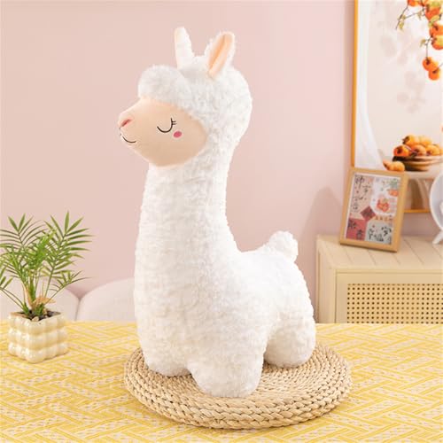 Ueiwffzo Alpaka Kuscheltier, Alpaka Plüschtier Alpaka Seitenschläferkissen Alpaka Kissen Alpaka Stofftier Plüschtier Alpaka Geschenk (75cm,Weiß) von Ueiwffzo