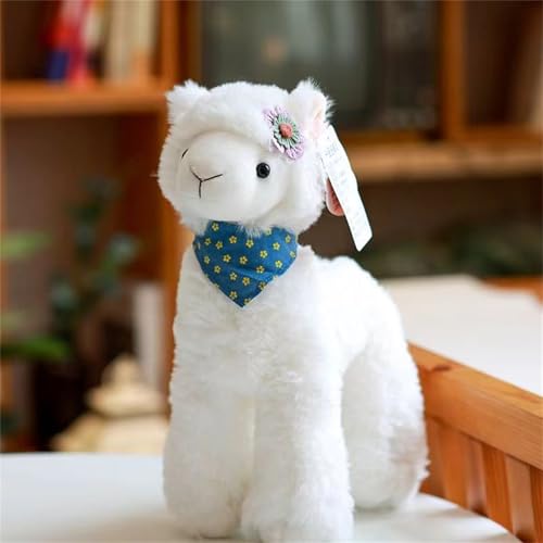 Ueiwffzo Alpaka Kuscheltier, Alpaka Plüschtier mit Girlande, kuschel alpaka, Lama Stofftier Geschenk für Kinder Mädchen Jungen (32cm,Weiß) von Ueiwffzo