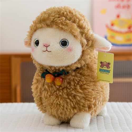 Ueiwffzo Alpaka Kuscheltier, Alpaka Plüschtier mit Kirsche Halskette Alpaka Kissen Alpaka Stofftier Plüschtier Alpaka Geschenk (35cm,Braun) von Ueiwffzo