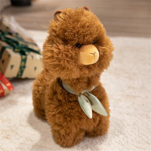 Ueiwffzo Alpaka Kuscheltier, Weiches Alpaka Plüschtier Lama Stofftier Plüschpuppe Plushies Kissen Spielzeug Neugeborenes Baby Geschenk Für Mädchen Jungen (22cm,Braun) von Ueiwffzo