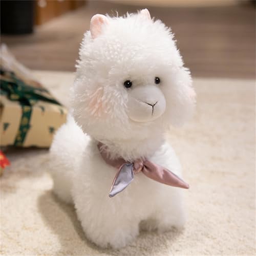 Ueiwffzo Alpaka Kuscheltier, Weiches Alpaka Plüschtier Lama Stofftier Plüschpuppe Plushies Kissen Spielzeug Neugeborenes Baby Geschenk Für Mädchen Jungen (35cm,Weiß) von Ueiwffzo