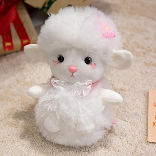 Ueiwffzo Alpaka Kuscheltier, Weiß Lama Plüschtier Plushies Plüsch Puppe Weiches Niedliches Alpaka Stofftier Kissen Geschenk für Kinder Mädchen Jungen (25cm,Rosa) von Ueiwffzo