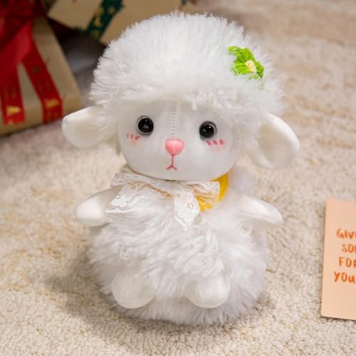 Ueiwffzo Alpaka Kuscheltier, Weiß Lama Plüschtier Plushies Plüsch Puppe Weiches Niedliches Alpaka Stofftier Kissen Geschenk für Kinder Mädchen Jungen (45cm,Grün) von Ueiwffzo