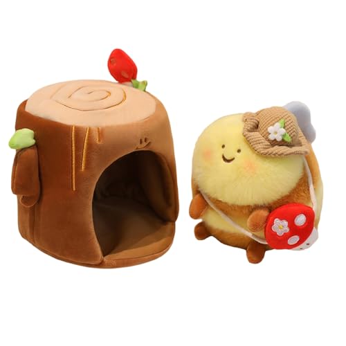Ueiwffzo Biene Kuscheltier Plüschtier Biene Plüsch Spielzeug, Niedliches Bee Plush Toy Dokoration Stofftier Kissen Geschenke für Kinder (Baumlöcher + Bee 15cm) von Ueiwffzo