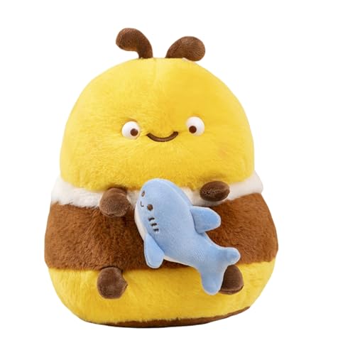 Ueiwffzo Biene Plüschtier Kuscheltier Baby mit Drag Line, Plüsch Biene Weiches Hautfreundliches Niedliches Bee, Spielzeug Gefüllte Tiere Spielzeug Kinder Geschenke (35cm,Hai) von Ueiwffzo