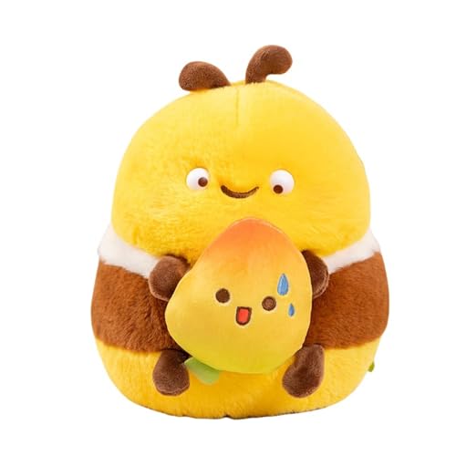 Ueiwffzo Biene Plüschtier Kuscheltier Baby mit Drag Line, Plüsch Biene Weiches Hautfreundliches Niedliches Bee, Spielzeug Gefüllte Tiere Spielzeug Kinder Geschenke (35cm,Mango) von Ueiwffzo