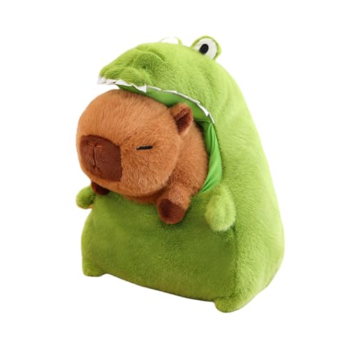 Ueiwffzo Capybara Kuscheltier, 2 In 1 Krokodil Hai Kuscheltier Plüsch Spielzeug Kissen Puppe, Kreativ Capybara Plüschtier Plüsch Kissen Stofftier für Kinder Geburtstaggeschenk (35cm,Krokodil) von Ueiwffzo