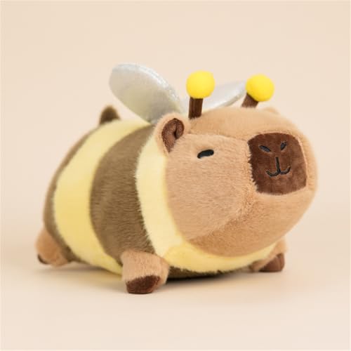 Ueiwffzo Capybara Kuscheltier, Capybara Plüschtier mit Tragbarer Toast Kopfbedeckung, Nektar Kreativ Capybara Plüschtier Plüsch Kissen Stofftier für Kinder Geburtstaggeschenk (35cm,Nektar) von Ueiwffzo