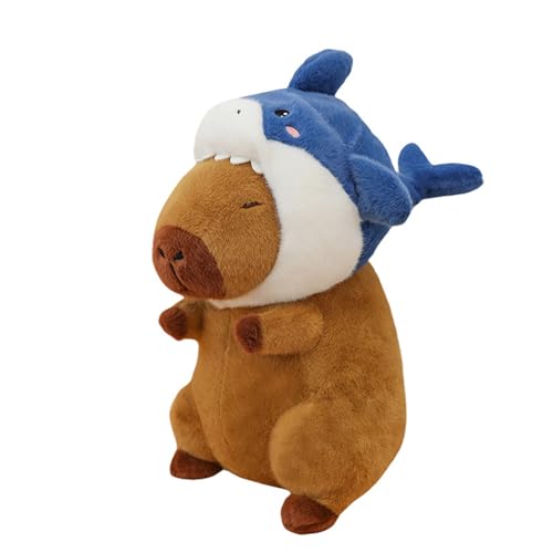 Ueiwffzo Capybara Kuscheltier, Plüschtier Capybara mit Hai Mütze 35cm, Plüsch Spielzeug Kissen Puppe Stofftier Capybara Geschenk für Kinder Mädchen Jungen Ueiwffzo Capybara Kuscheltier, Plüschtier Capybara mit Hai Mütze 35cm, Plüsch Spielzeug Kissen Puppe Stofftier Capybara Geschenk für Kinder Mädchen Jungen von Ueiwffzo