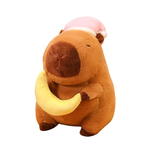 Ueiwffzo Capybara Kuscheltier Kawaii Super Weiche Capybara Plüschtier mit Sterne/Mond, Niedliche Spielzeug Stofftier, Dekokissen Stofftier Geschenke (30cm,Mond) von Ueiwffzo