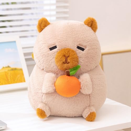 Ueiwffzo Capybara Plüschtier, 30cm Capybara Kuscheltier, Niedliche Wasserschwein Plüschtier Weiche Plushie Puppen Capybara Stofftier Plüsch Puppe für Geburtstagsgeschenk (Hellbraun) von Ueiwffzo
