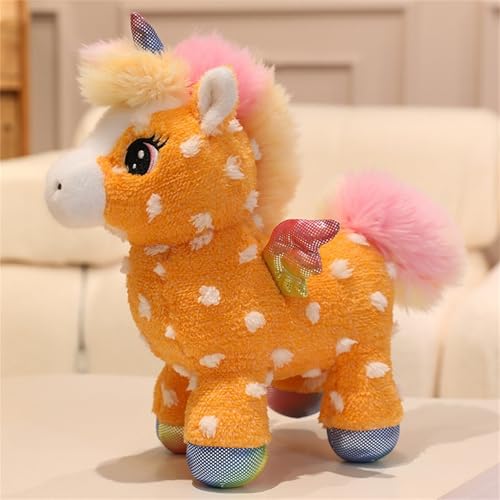 Ueiwffzo Einhorn Kuscheltier, Cartoon Regenbogen Einhorn Plüschtier Kinder Stofftier, Baby Plüschkissen Plüsch Puppe Spielzeug für Kinder Geschenk Mädchen (25cm,Orange) von Ueiwffzo