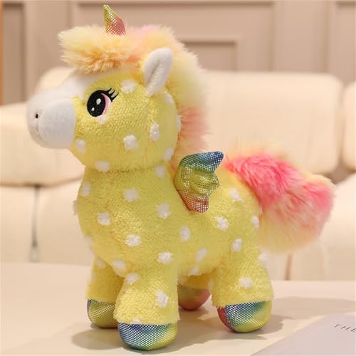 Ueiwffzo Einhorn Kuscheltier, Cartoon Regenbogen Einhorn Plüschtier Kinder Stofftier, Baby Plüschkissen Plüsch Puppe Spielzeug für Kinder Geschenk Mädchen (30cm,Gelb) von Ueiwffzo