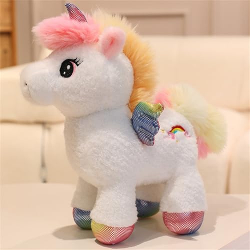 Ueiwffzo Einhorn Kuscheltier, Cartoon Regenbogen Einhorn Plüschtier Kinder Stofftier, Baby Plüschkissen Plüsch Puppe Spielzeug für Kinder Geschenk Mädchen (30cm,Weiß) von Ueiwffzo